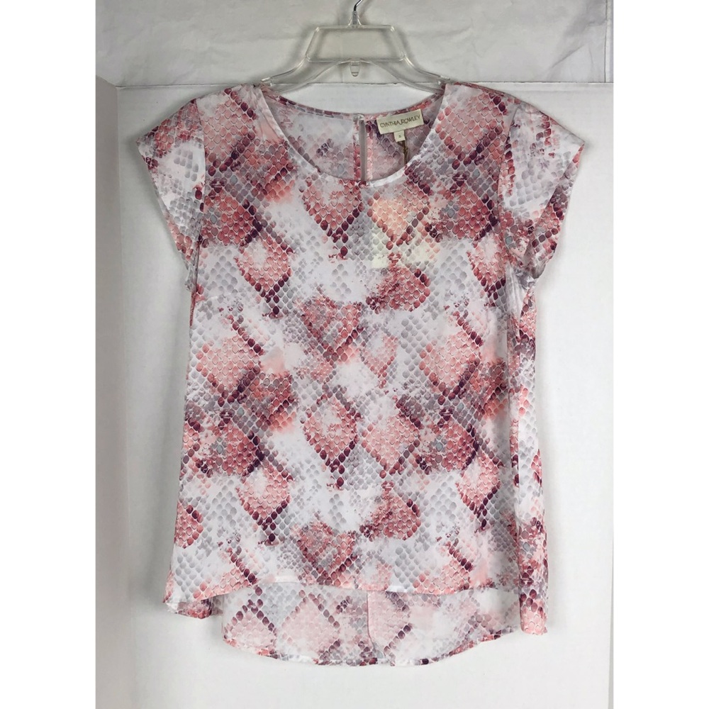 NWT Cynthia Rowley Pink Snakeskin High-Low Blouse Holiday Gift for Her